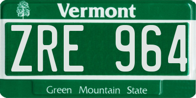 VT license plate ZRE964