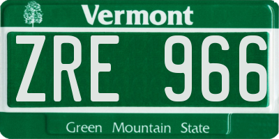 VT license plate ZRE966