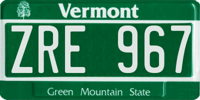 VT license plate ZRE967