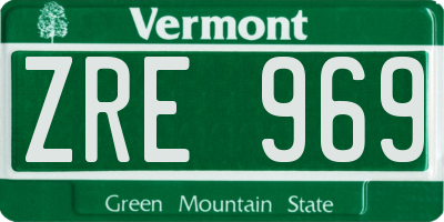 VT license plate ZRE969