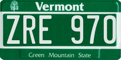 VT license plate ZRE970