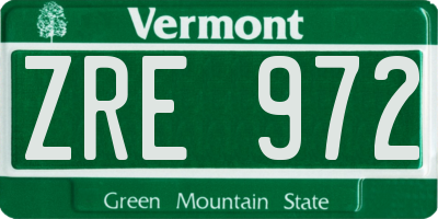 VT license plate ZRE972