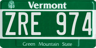 VT license plate ZRE974