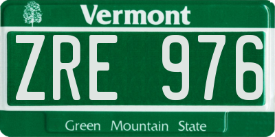 VT license plate ZRE976