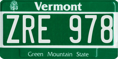 VT license plate ZRE978