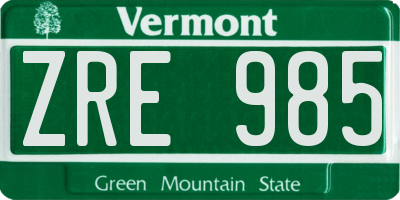 VT license plate ZRE985