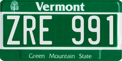 VT license plate ZRE991