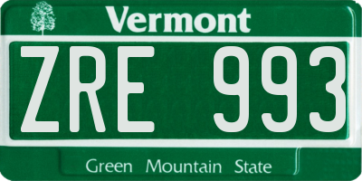 VT license plate ZRE993