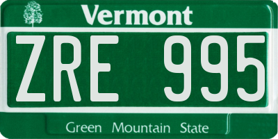 VT license plate ZRE995
