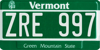 VT license plate ZRE997