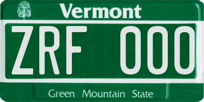 VT license plate ZRF000