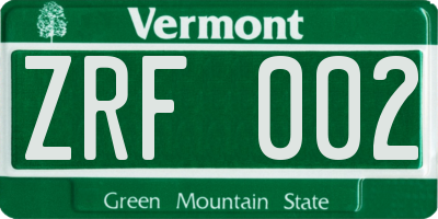 VT license plate ZRF002
