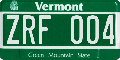 VT license plate ZRF004