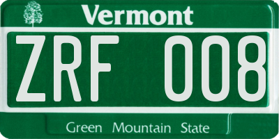 VT license plate ZRF008