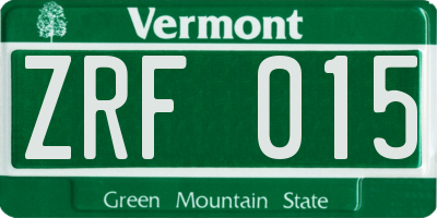 VT license plate ZRF015