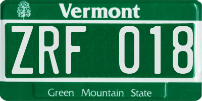 VT license plate ZRF018