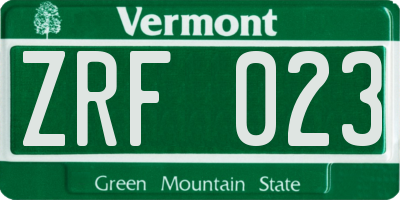 VT license plate ZRF023