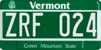 VT license plate ZRF024