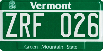 VT license plate ZRF026
