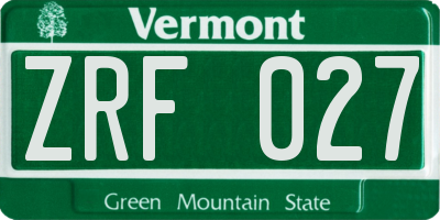 VT license plate ZRF027