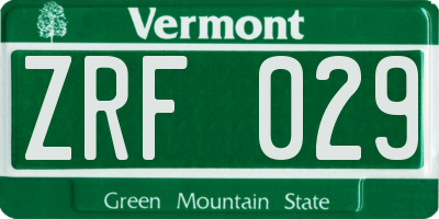 VT license plate ZRF029