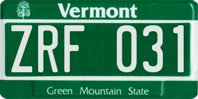 VT license plate ZRF031
