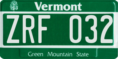 VT license plate ZRF032