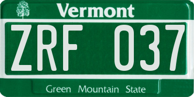 VT license plate ZRF037