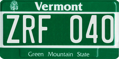 VT license plate ZRF040