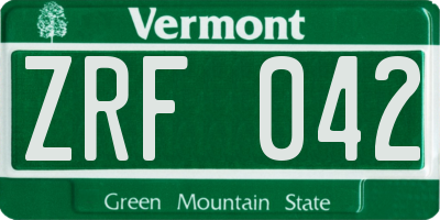 VT license plate ZRF042