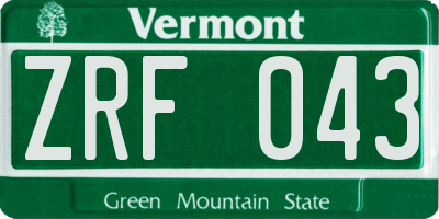 VT license plate ZRF043