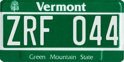 VT license plate ZRF044