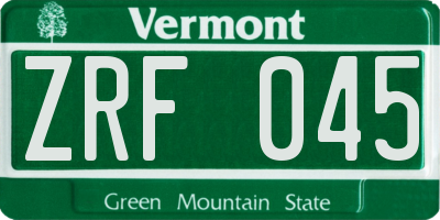 VT license plate ZRF045