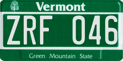 VT license plate ZRF046