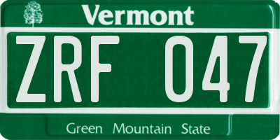 VT license plate ZRF047