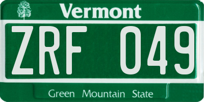 VT license plate ZRF049