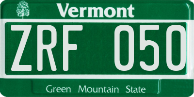 VT license plate ZRF050