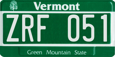 VT license plate ZRF051