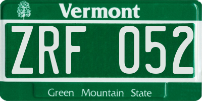 VT license plate ZRF052