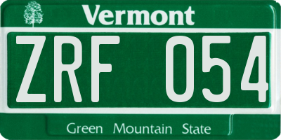VT license plate ZRF054