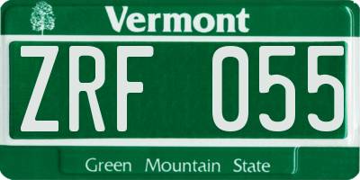 VT license plate ZRF055