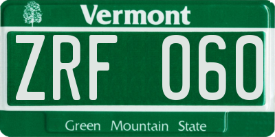 VT license plate ZRF060