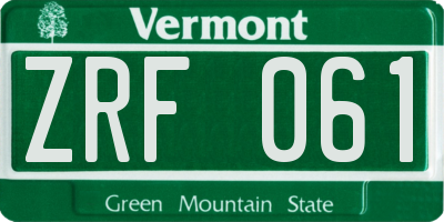 VT license plate ZRF061