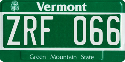 VT license plate ZRF066