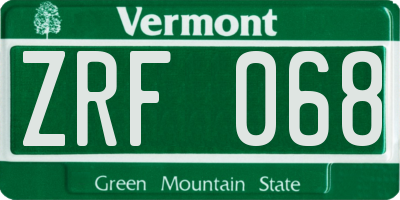 VT license plate ZRF068