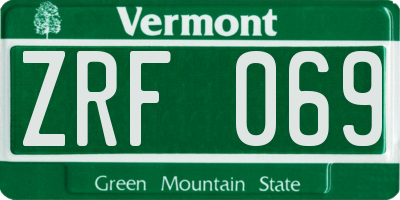 VT license plate ZRF069