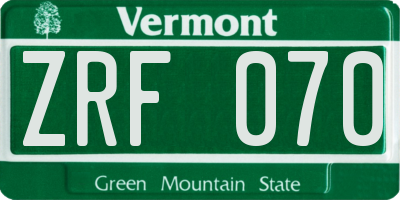 VT license plate ZRF070