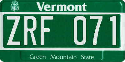 VT license plate ZRF071