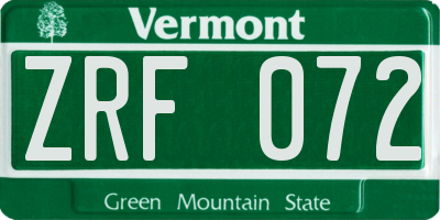 VT license plate ZRF072