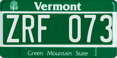 VT license plate ZRF073